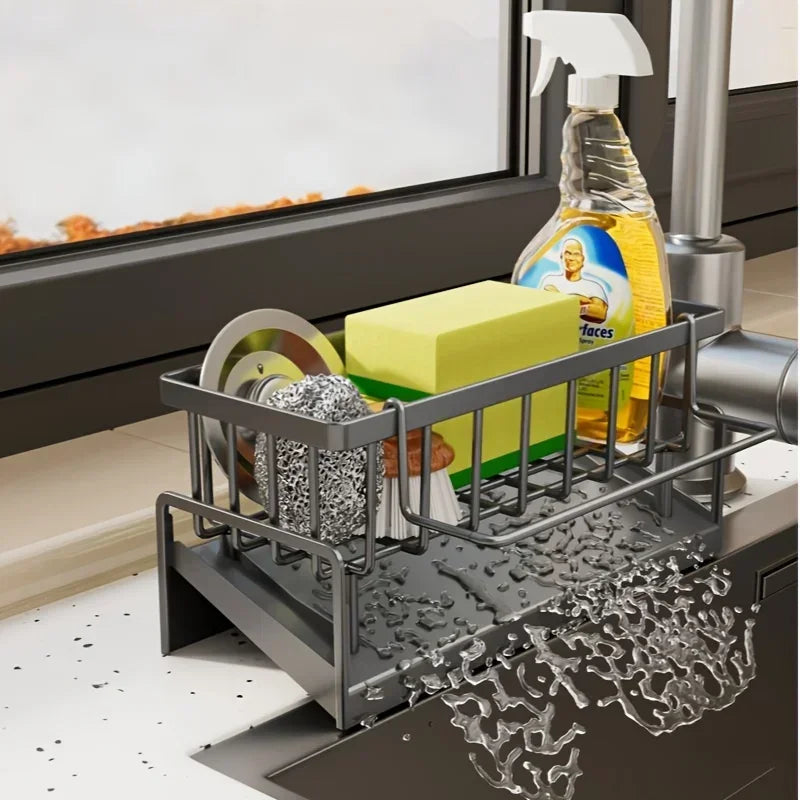 Multi use drill free sink organizer